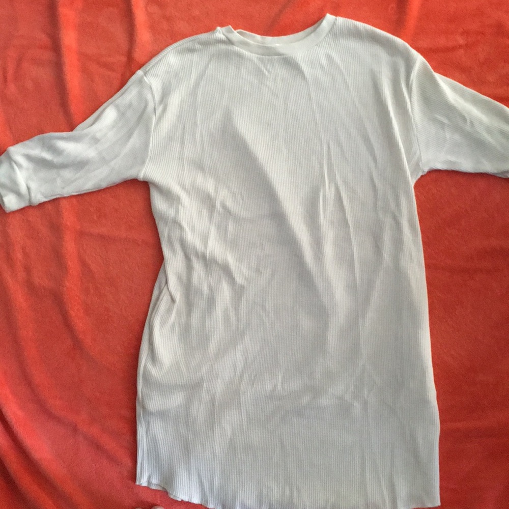 3/4 sleeve shirt dress (cream)